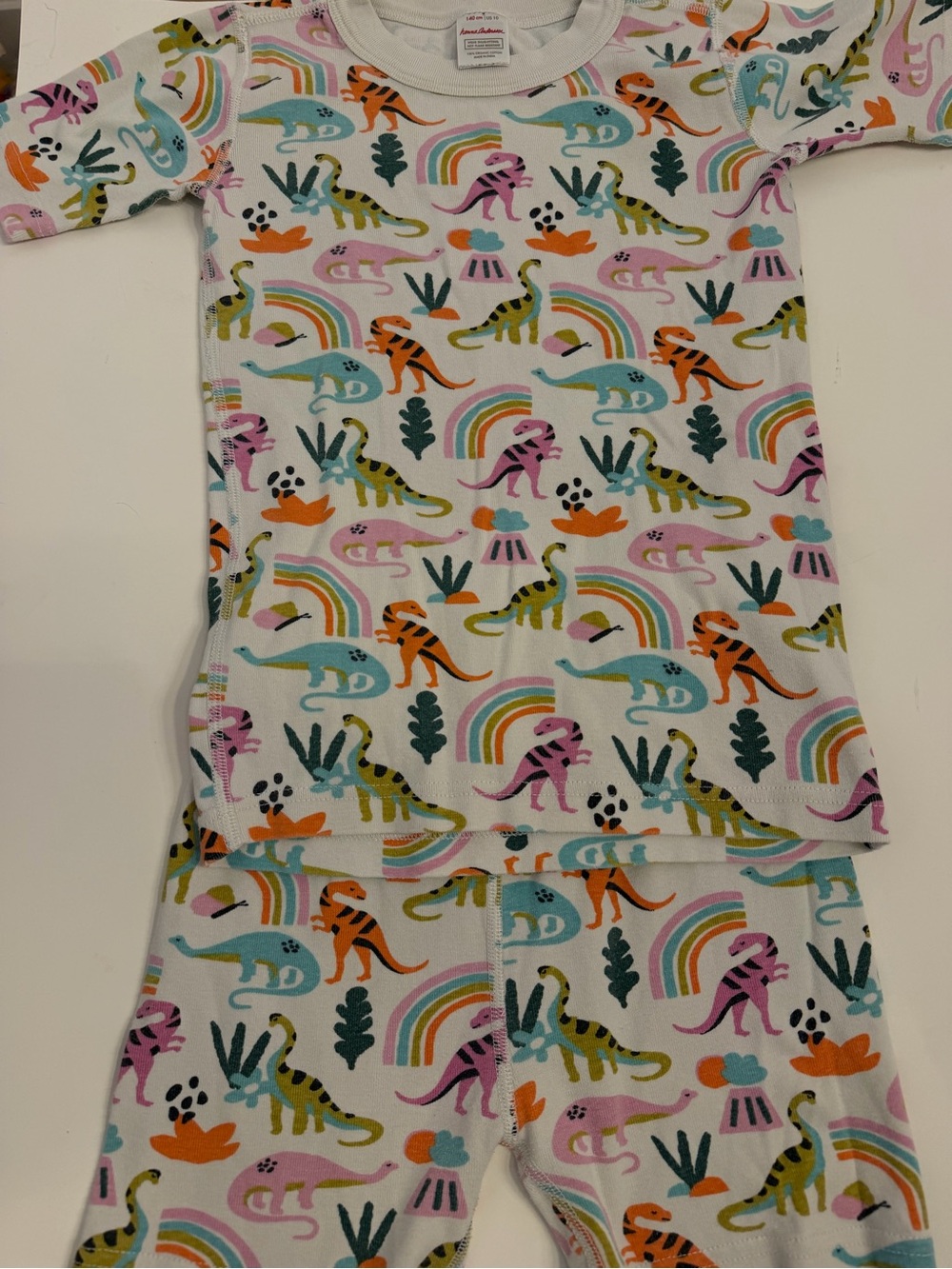 Hanna Andersson Kids Dinosaur Rainbow Pajama Set size 150